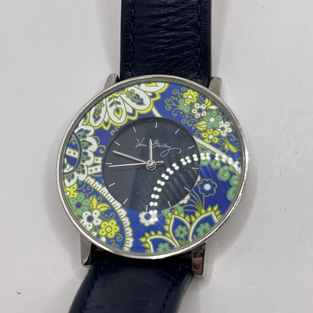 Vera Bradley Women's‎ Paisley Floral Watch Leather Band 35mm Case- New Battery - Picture 5 of 9